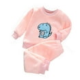 thumbnail image 1 of Jamsmile Toddler Girls Outfits Sets Autumn Winter Ticken Fuzzy Coral Velvet Tops With Pants Warm Children Little Girls Homewear Sets, 1 of 3
