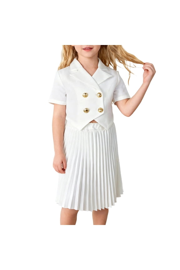 Toddler Girls Outfits Sets Blazer Tops With Pleated Skirts Two Piece Childrens Formal Casual Girls Party Wear Outfits