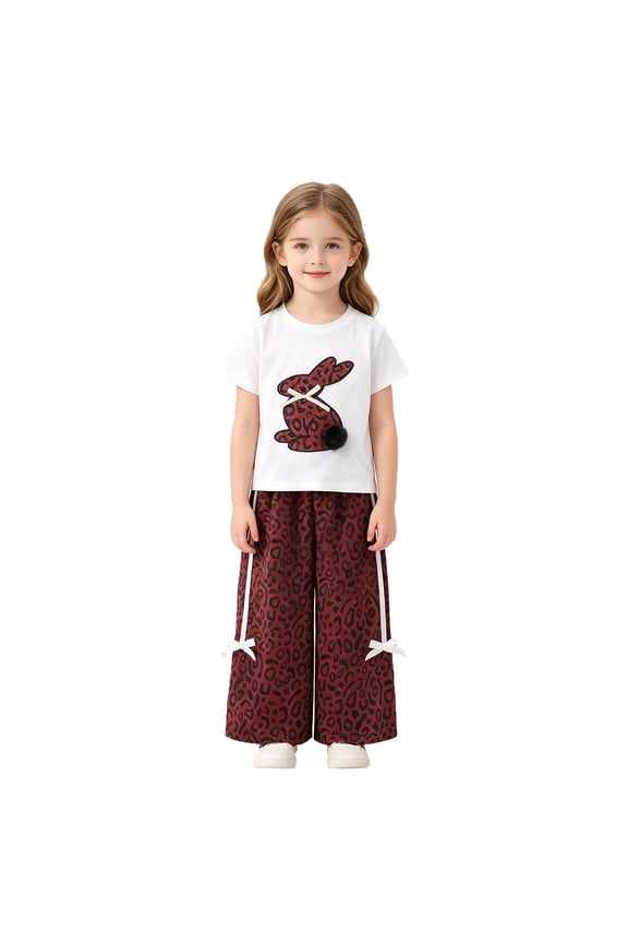 Toddler Girls Outfits Sets Casual Soft Leopard Print T Shirts And Long Pants Drawstrings Comfy PlayWear For Kids Girls
