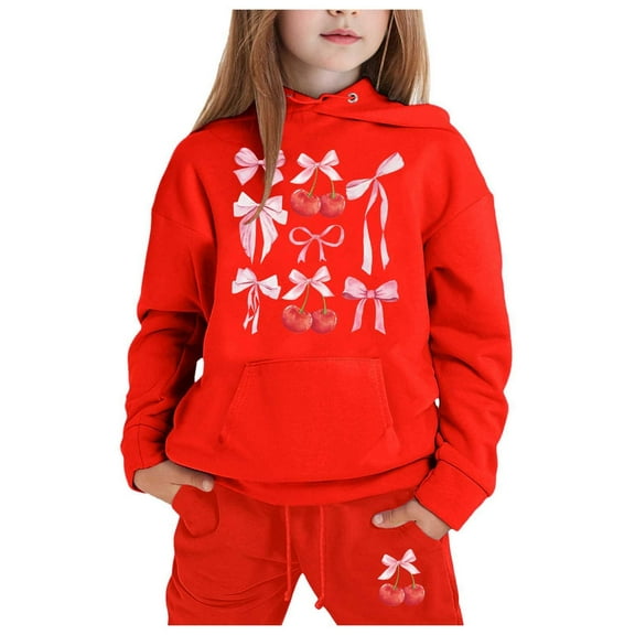 Jamsmile Toddler Girls Outfits Sets Cute Bow Print Hoodies Tops   Pants Kids Girls Outfits Sweat Suits
