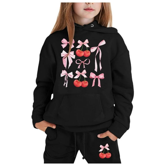 Jamsmile Toddler Girls Outfits Sets Cute Bow Print Hoodies Tops   Pants Kids Girls Outfits Sweat Suits