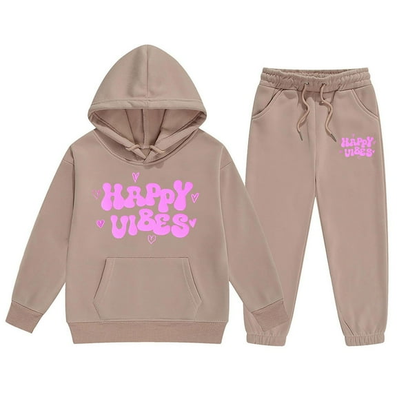 Jamsmile Toddler Girls Outfits Sets Letters Graphic Pullover Hoodies And Sweatpants Unisex 2Pcs Tracksuit Sets