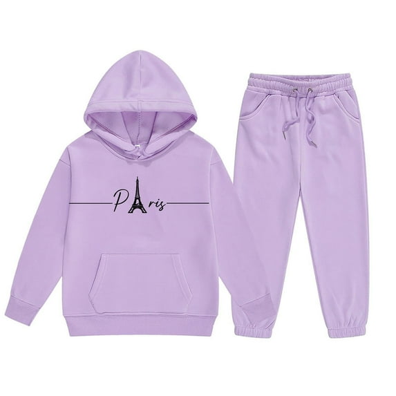 Jamsmile Toddler Girls Outfits Sets Long Sleeve Letters Print Hooded Tops + Sweatpants Sets Athletic Little Girls Tracksuits