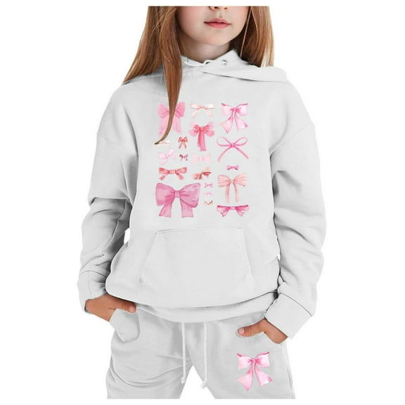 Jamsmile Toddler Girls Outfits Sets Long Sleeve Pink Bowknot Hoodies   Pants Kids Outfits Tracksuits