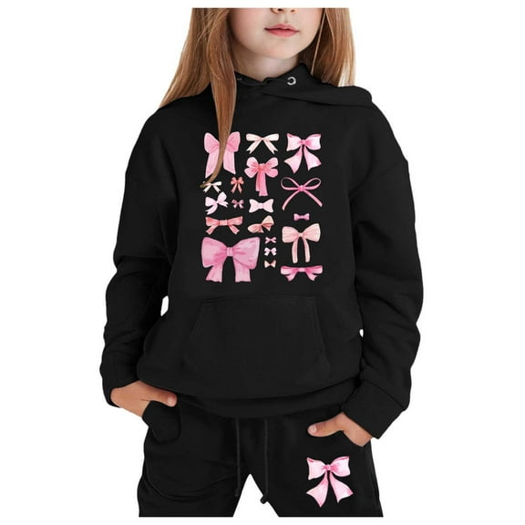 Jamsmile Toddler Girls Outfits Sets Long Sleeve Pink Bowknot Hoodies   Pants Kids Outfits Tracksuits