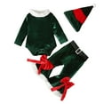 thumbnail image 1 of Jamsmile Toddler Girls Outfits Sets My First Christmas Suits Long Sleeve Romper + Flare Pants Hat 3Pcs Baby Girls Clothes, 1 of 9