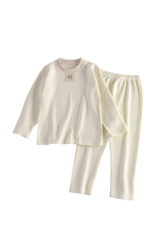 Toddler Girls Outfits Sets Soft Cartoon Print Ribbed Tops With Pants Loungewear Cozy Thermal Autumn Girls Clothes