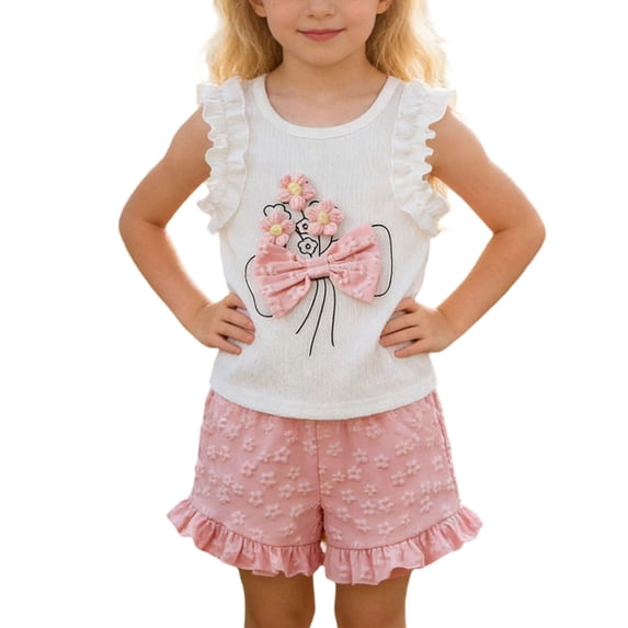 Jamsmile Toddler Girls Outfits Sets Summer Floral Print Tops And Shorts Two Piece Cute Casual Playwear Kids Girls Beach Clothes