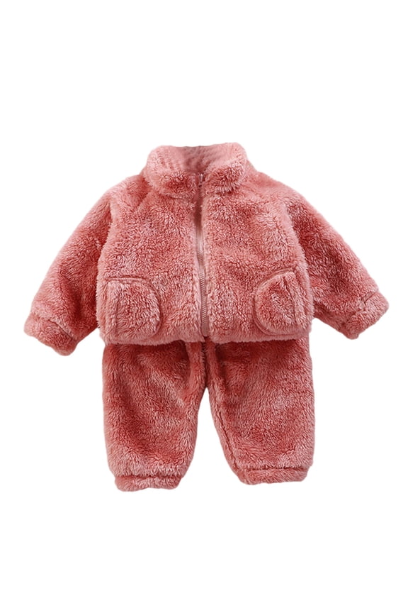 Toddler Girls Outfits Sets Winter Soft Cozy Zipper Fuzzy Tops And Pants 2 Piece Children Girls Boys Warm Loungewear