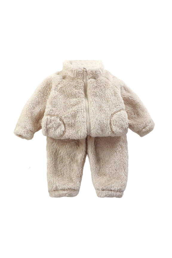 Toddler Girls Outfits Sets Winter Soft Cozy Zipper Fuzzy Tops And Pants 2 Piece Children Girls Boys Warm Loungewear