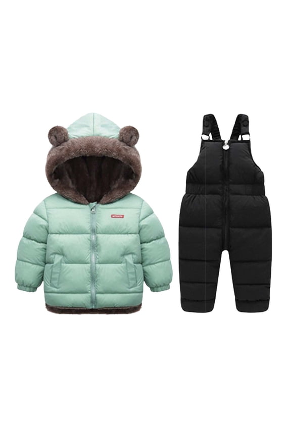 Toddler Girls Outfits Sets Winter Thermal Snowsuits Padded Overalls With Jacket Warm Cozy Kids Girls Warm Outfits