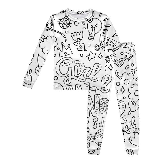 Jamsmile Toddler Girls Pajamas Long Sleeve Tops Pants Diy Paint Set Sleepwear Kids Coloring Pjs With Markers
