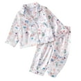 thumbnail image 1 of Jamsmile Toddler Girls Pajamas Rainbow Print Cotton Sleepwear Button Down Shirts Tops + Pants Loungewear, 1 of 9