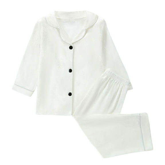 Jamsmile Toddler Girls Pajamas Sets Long Sleeve Floral Shirts Tops Pants Soft Silk Button-Down Pjs Sets