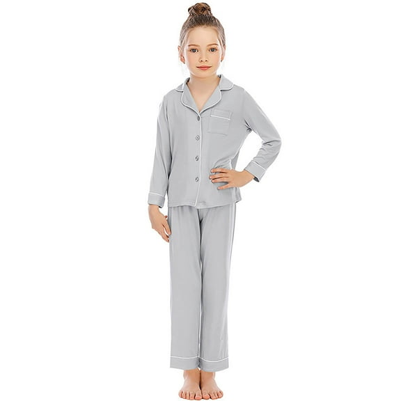 Jamsmile Toddler Girls Pajamas Unisex Long Sleeve Shirts   Pants Comfortable Button Up Collar Loose Homewear
