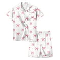 thumbnail image 1 of Jamsmile Toddler Girls Pajamas Valentine'S Day Pink Bow Print Short Sleeve Shirts + Shorts Soft Home 2Pcs Pjs, 1 of 4