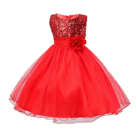 Jamsmile Toddler Girls Sequin Mesh Tulle Party Dress Children Girls Sleeveless Chiffon Performance Pageant Prom Gown Formal Dress