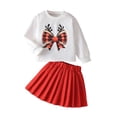 thumbnail image 1 of Jamsmile Toddler Girls Sets Christmas Outfits Long Sleeve Bowknot Print Shirts Pullover Tops + Skirts Outfits Girls Xmas Clothes, 1 of 8