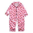 thumbnail image 1 of Jamsmile Toddler Girls Sets Long Sleeve Lapel Collar Love Heart Print Shirts And Pants 2PCS Girls Button Down Classic Loungewear, 1 of 4
