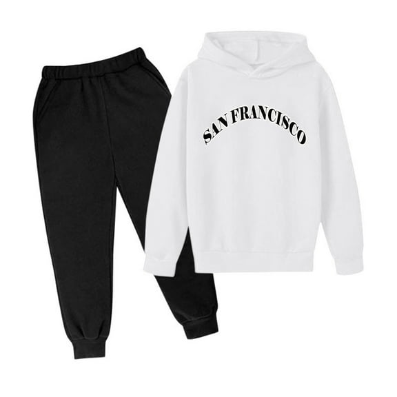 Jamsmile Toddler Girls Sets Tracksuits Spring City Letter Print Hoodie With Sweatpants Sports Set For Kids