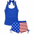 thumbnail image 1 of Jamsmile Toddler Girls Tankini Two Piece Swimwear Floral Print Ruffle Trim Halter Tops With Drawstrings Shorts Girls Beachwear, 1 of 2