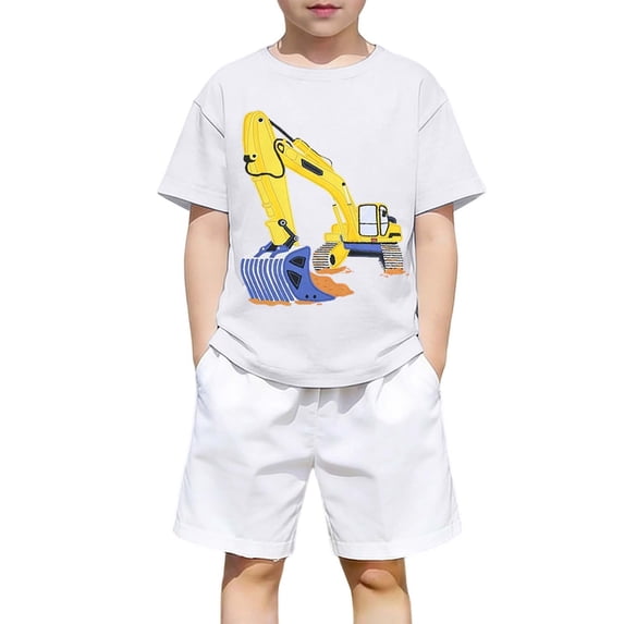 Jamsmile Toddler Girls Tshirts Short Sleeve Summer Excavator Print Casual Tees Soft Blend Shirts For Kids Girls Basic Tshirts