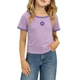 thumbnail image 1 of Jamsmile Toddler Girls Tshirts Square Neck Short Sleeve Striped Print Tees Tops Soft Blend Casual Playwear Girls T-Shirts, 1 of 6