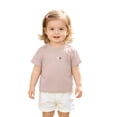 thumbnail image 1 of Jamsmile Toddler Girls Tshirts Summer Short Sleeve Crewneck T Shirts Solid Color For Kids Girls T Shirts Soft Basic Tees, 1 of 6