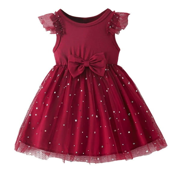 Jamsmile Toddler Girls Tulle Dress Summer Ruffles Sleeveless sequin bowknot Princess Casual Dresses Little Girls Gown Pageant Tutu Dress