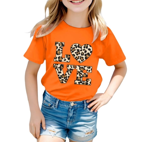 Jamsmile Toddlers Girls T-Shirts Leopard Bowknot Print Tee Shirts Short Sleeve Round Neck Casual Cute Summer Girls T Shirts