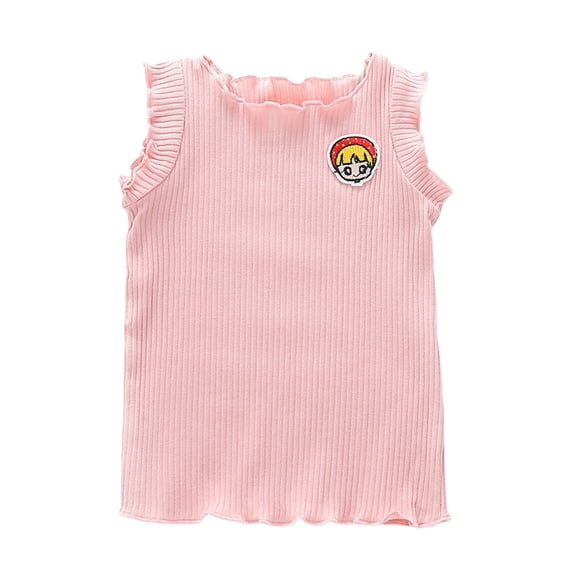Jamsmile Toddlers Girls T-Shirts Sleeveless Ribbed Embroidery Tank Top Casual Summer Tee Shirt Soft Basic Princess Vest For Girls