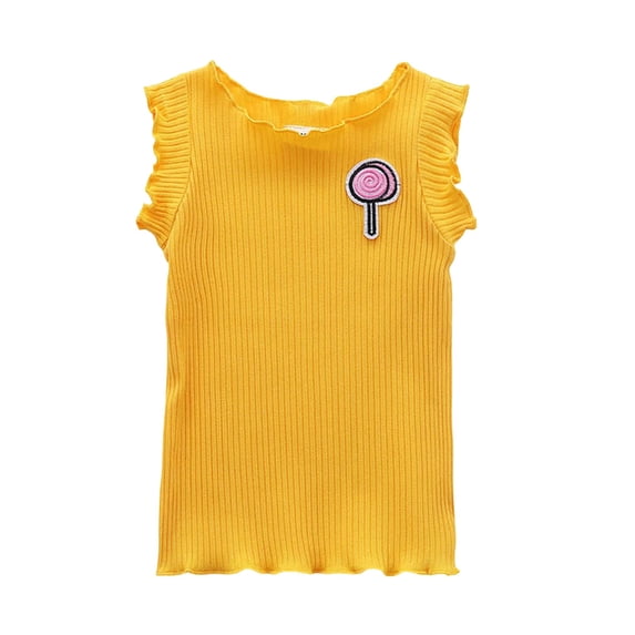 Jamsmile Toddlers Girls T-Shirts Sleeveless Ribbed Embroidery Tank Top Casual Summer Tee Shirt Soft Basic Princess Vest For Girls