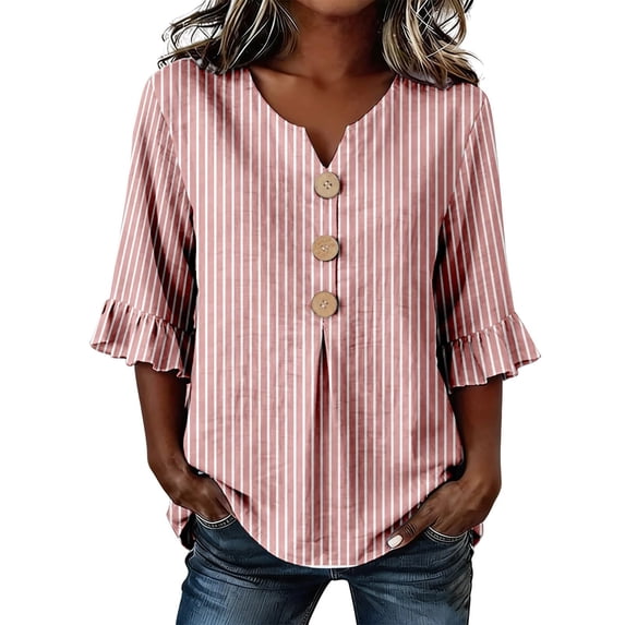Jamsmile Women Blouse Summer Floral Print Boho Tops Comfort Soft Breathable Blend Tops Casual Wear Bohemian Holiday Blouses