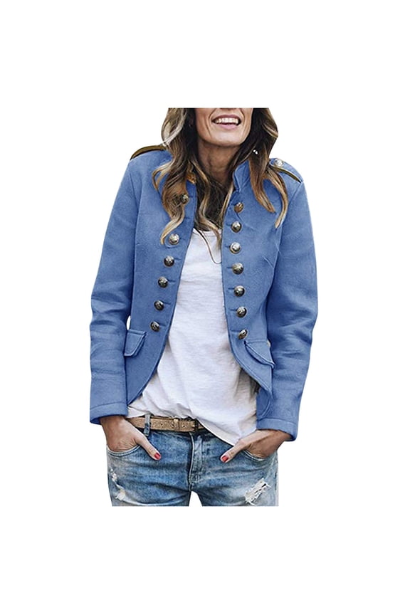 Women Coats Autumn Spring Solid Color Long Sleeve Buttons Down Jackets Elegant Ladies Formal Coats