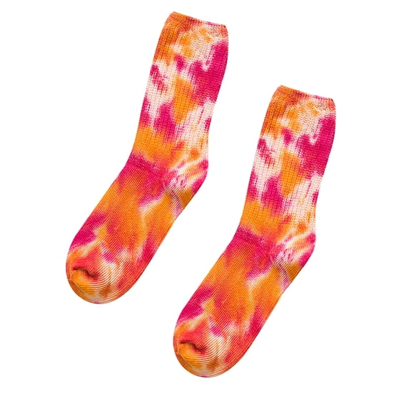 Jamsmile Women Crew Socks Casual Tie Dye Print Socks Mid Calf Socks Cotton Comfort Breathable Socks