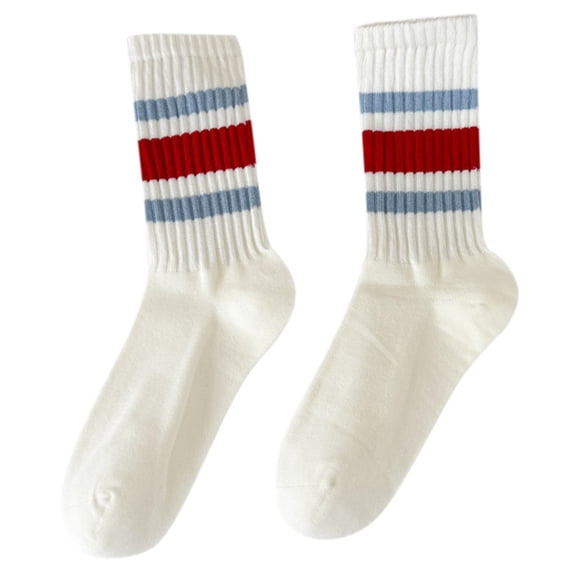 Jamsmile Women Crew Socks Daily Wear Striped Print Sports Breathable Casual Athletic Cozy Soft Running Socks