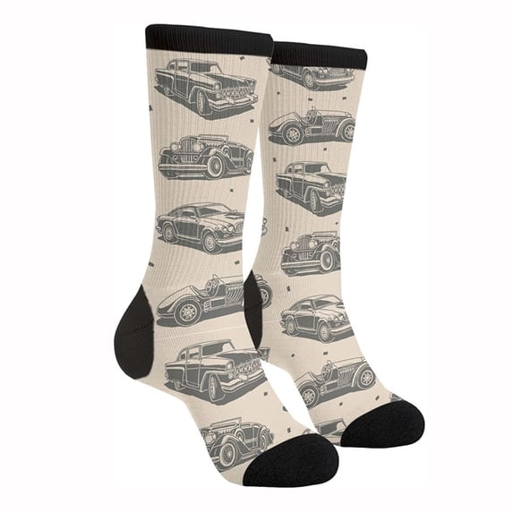 Jamsmile Women Crew Socks Novelty Cute Car Print Breathable Casual Socks Soft Comfort Crew Socks
