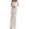 thumbnail image 1 of Jamsmile Women Dress Square Neck Tie Strap Sheer Lace Long Sleeve Maxi Dresses Crochet Shawl Elegant Evening Bodycon Dress, 1 of 9