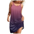 thumbnail image 1 of Jamsmile Women Dress Vintage Bohemian Daily Summer Casual Sleeveless Pullover Dress Gradient Print Hollow Out O Neck Sundress Cover Up Beach Mini Dress, 1 of 4