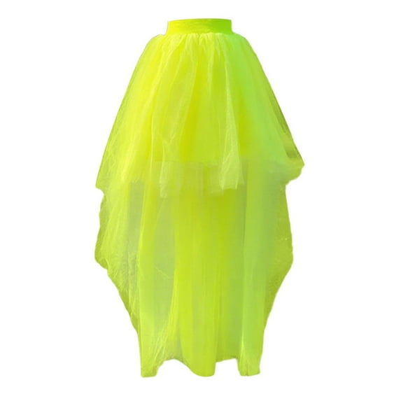 Jamsmile Women Mesh Tulle Skirts Chiffon Colorful Skirts High Waist Flowy Asymmetrical Hem Elastic Waistband Elegant Skirts