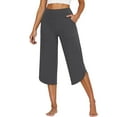 thumbnail image 1 of Jamsmile Women Pants Casual Wide Leg Summer Capris Pants Loose Stretch Beach Pants High Waisted Workout Pants With Pockets, 1 of 5