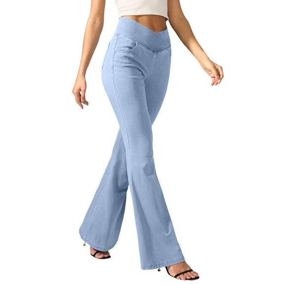 Jamsmile Women Pants High Waisted Bottom Flare Jeans Trendy Yoga Pants Stretchy Leggings Soft Tummy Control Stretchy Pants