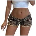 thumbnail image 1 of Jamsmile Women Pants Leopard Shorts Frill Lace Trim Shorts Sexy Print Boy Shorts Smocked Ruched Micro Shorts Bottoms, 1 of 9