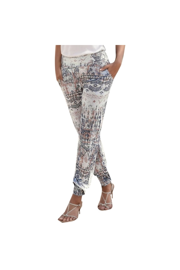 Women Pants Pants Boho Beach High Waist Vintage Floral Print With Pockets Long Pants Lightweight Flowy Trousers