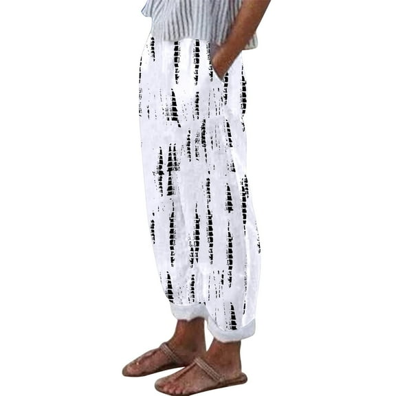 Jamsmile Women Pants Summer Floral Print With Pockets Long Loose Pants Casual High Waist Boho Beach Straight Casual Pants