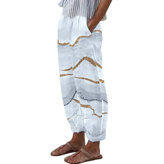 Jamsmile Women Pants Summer Floral Print With Pockets Long Loose Pants Casual High Waist Boho Beach Straight Casual Pants