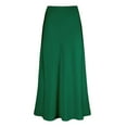thumbnail image 1 of Jamsmile Women Satin Silk Skirts Solid Color Zipper Elegant Ladies High Waist Skirt Party Wedding A-Line Midi Skirts, 1 of 2