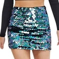 thumbnail image 1 of Jamsmile Women Sequin Skirts Tutu High Waisted Glitter Sparkly Bodycon Mini Skirts Comfy Stretchy Pleated Nightclub Skirts, 1 of 3