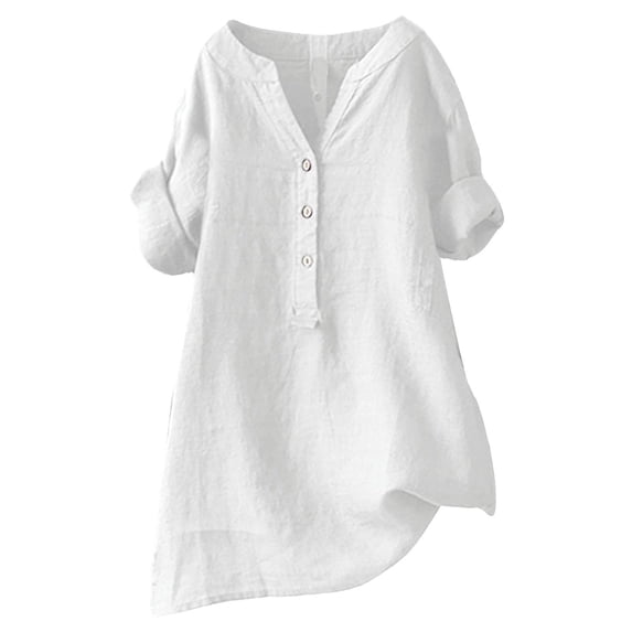 Jamsmile Women Shirts Buttons Down Solid V Neck Long Sleeve Tops Trendy Dressy Blouses Casual Loose Comfy Tunic Holiday Blouses