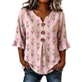 thumbnail image 1 of Jamsmile Women Shirts Summer Beach Boho Tops Soft Blend Shirts Casual Vocation Wear Comfort Bohemian Holiday Pullover Blouses, 1 of 1